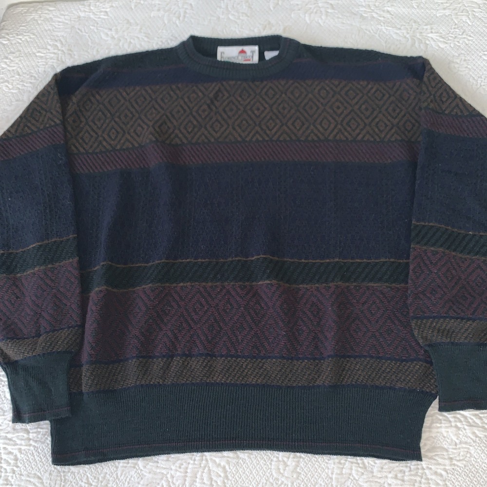 VTG Florence Tricot L Fair Isle‎ Cosby Sweater Wool Blend Pullover Made Italy